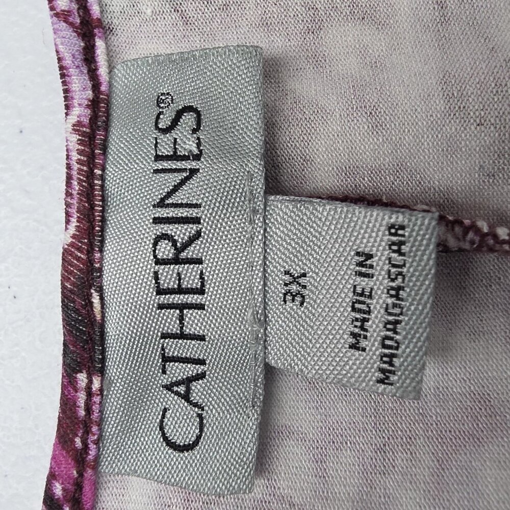 Catherines Shirt Womens 3X Purple Medallion Print Rayon Knit Keyhole Top Boho - Picture 6 of 10